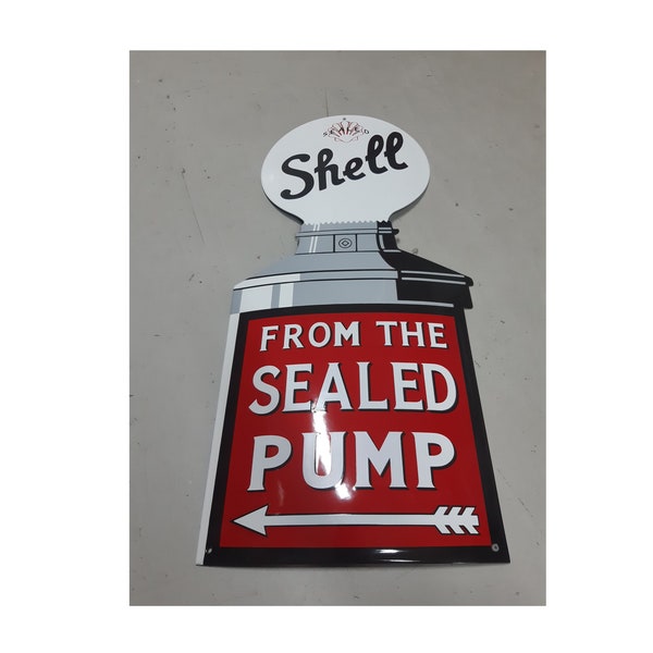 Emailleschild Shell from the Sealed Pump 34,6x80cm