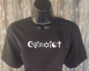 Coexist  - Many Colors - Yoga Tank, Yoga T-Shirt, Yoga Clothes, Yoga Gift, Workout Shirt, Fitness