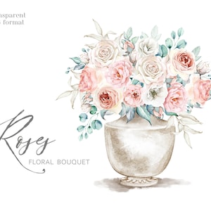 Rose clipart. Watercolor Roses. Bouquet of Roses. Floral clipart. Watercolor Vase of Flowers. Bunch of Roses. Wedding Clipart. PNG