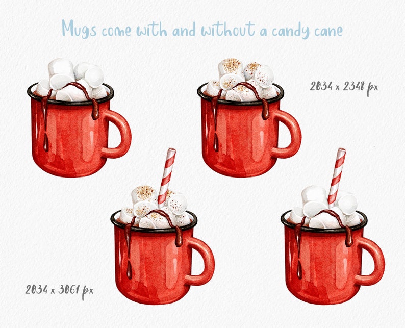 Christmas Clipart. Christmas Mugs Clipart. Winter Drink and - Etsy