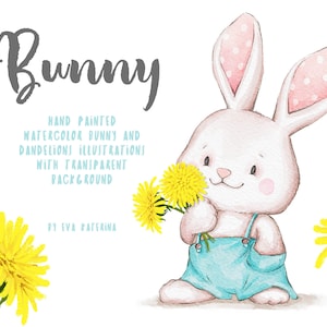 Bunny Clipart Cute Baby Bunny illustration Flowers Easter Cards Sweet Rabbit Clip Art Animal Clipart Baby Animals Commercial Use Nursery PNG