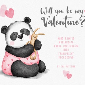 Panda Clipart. Cute Baby Panda clip art. Watercolor Panda. Animal Baby. Birth Announcement. Valentine's Day. Nursery Decor. Digital PNG
