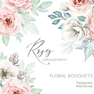 Acquerello Rose Clipart Floral Clipart Rose Bouquets Boho Rose Flower Wedding Arrangement Boho Flower Borders Digital Clip art PNG