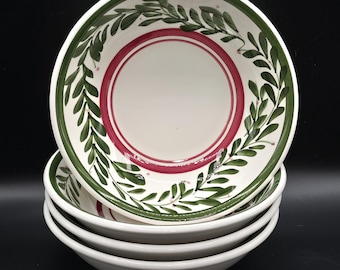 イタリア製セラミックパスタボウル4個セット 8.5インチ 手描き グリーンレッドリーフ I Patrizi イタリア ファームハウステーブルウェア トスカーナキッチン