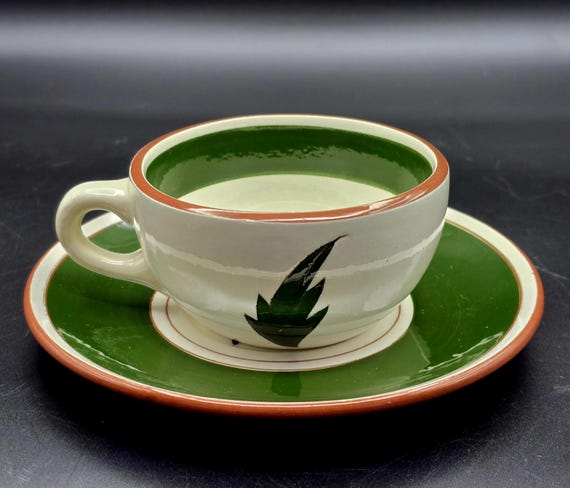 Vintage Stangl Pottery Pink Thistle Teacup and Saucer ~ Hand
