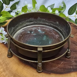 Vintage Brass Bowl with Stand | Mid-Century Modern Danish Decor | Marked “DENMARK” | 5.5&quot; Diameter