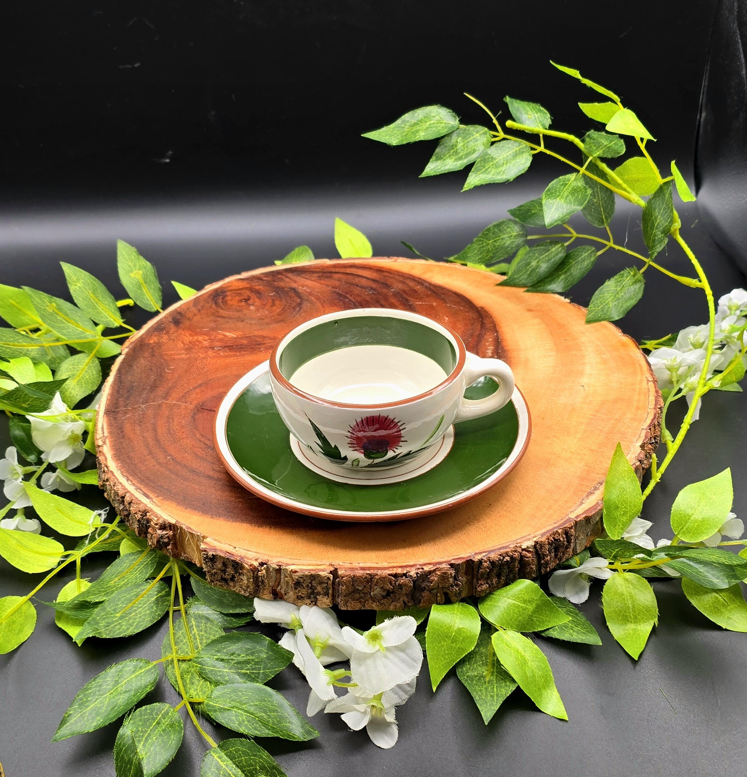 Vintage Stangl Pottery Pink Thistle Teacup and Saucer ~ Hand