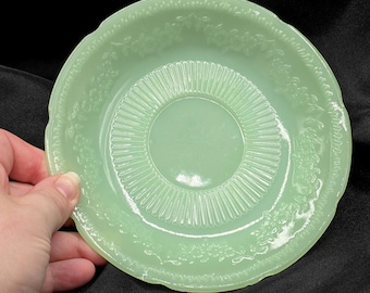 Platillo de jadeíta vintage – Modelo Alice de Anchor Hocking – Plato de vidrio verde de 15 cm (6 pulgadas) – Estilo Cottagecore chic con guirnaldas florales (reemplazo)