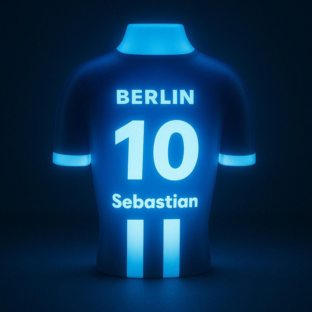 3D-Fußball-Trikotlampe personalisiert Berlin Verein, Fußballfan, Berlin Fan, Geschenk für ihn, Deko Kinderzimmer, Nachtlicht, Nachtlampe