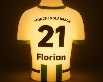 3D-Fußball-Trikotlampe personalisiert, Mönchengladbach, Geschenk Fußballfan, Geschenk für ihn, Babygeschenk, Deko Kinderzimmer, Nachtlicht