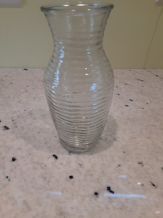 Vintage Wavy Glass Vase Etsy