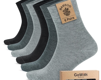 Bamboo Crew Dress Socks for Men & Women, 6 Pairs Breathable Seamless Casual Socks, GoWith, 3560