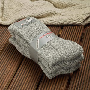GoWith 3 Pairs Men&#39;s Thick Warm Thermal Wool Socks | Soft Knit Winter Crew Socks | Terry Boot Socks | Christmas Gift for Him | Model: 6001