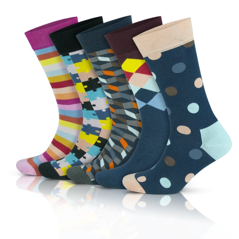 GoWith Men's Bamboo Funny Colorful Dress Socks | 5 Pairs | Model: 3563