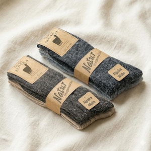 GoWith 2 Pairs Unisex Alpaca Wool Socks | Thermal Cozy Winter Socks | Made of Alpaca Yarn | Warm Socks | Christmas Gift | Model: 3095
