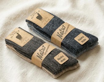 GoWith 2 Pairs Unisex Alpaca Wool Socks | Thermal Cozy Winter Socks | Made of Alpaca Yarn | Warm Socks | Christmas Gift | Model: 3095