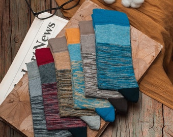 Men's Colorful Cotton Dress Socks | Gift Mid-Calf Crew Socks, OEKO-TEX Certified | GoWith 6017