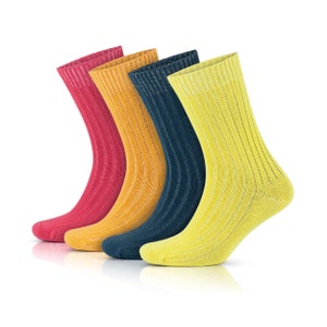 GoWith Unisex Colorful Comfy Cotton Crew Socks | 4 Pairs | Model: 3014