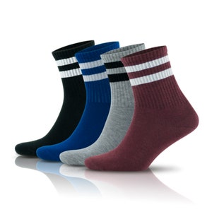 GoWith 3-4 Pairs Women's Cotton Retro Striped Socks Colorful Cute Casual Socks Thin Sneaker Socks Gift for Her Model: 2501 image 2