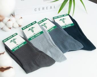 GoWith 4 Pairs Men's Cotton Seamless Diabetic Socks | Soft Stretchy Crew Socks | Men's Comfy Dress Socks | Gift for Him | Model: 3063