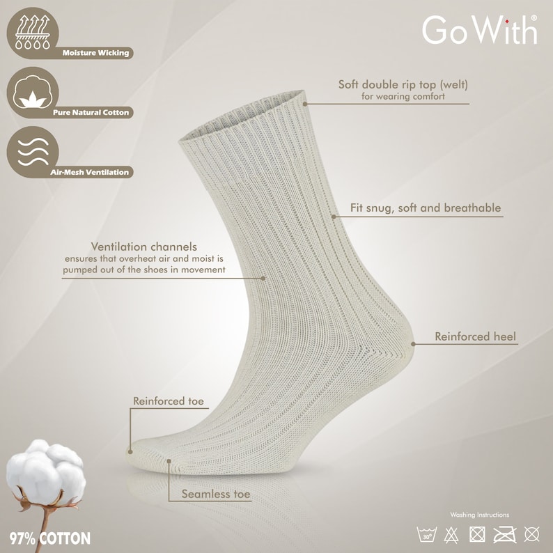 GoWith 4-5 Pairs Unisex Natural Cotton Socks Breathable Soft Pure Cotton Socks Best Friend Gift Gift for Her Model: 3013 image 10