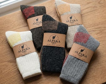 GoWith Alpaca Wool Hiking Thick Boot Socks | 2 Pairs | Full Terry-Lined Warm Crew Socks | Christmas Gift for Men & Women | Model: 6005