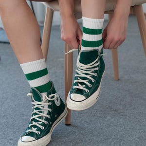 GoWith 3-4 Pairs Women&#39;s Cotton Retro Striped Socks | Colorful Cute Casual Socks | Thin Sneaker Socks | Gift for Her | Model: 2501