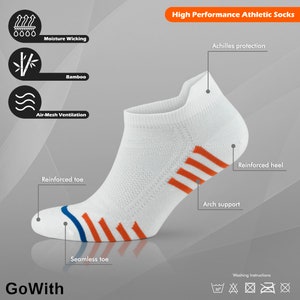 GoWith 6 Pairs Women's Bamboo Zero Cushion Running Socks Athletic Thin Low-Cut Socks Workout & Gym Socks Gift for Her Model: 2150 image 10