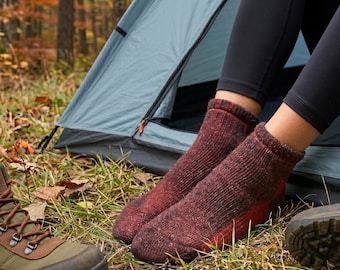 Alpaca Wool Blend Ankle Socks (2 Pairs) | Terry Lined, Warm Cushioned Socks | GoWith 6007
