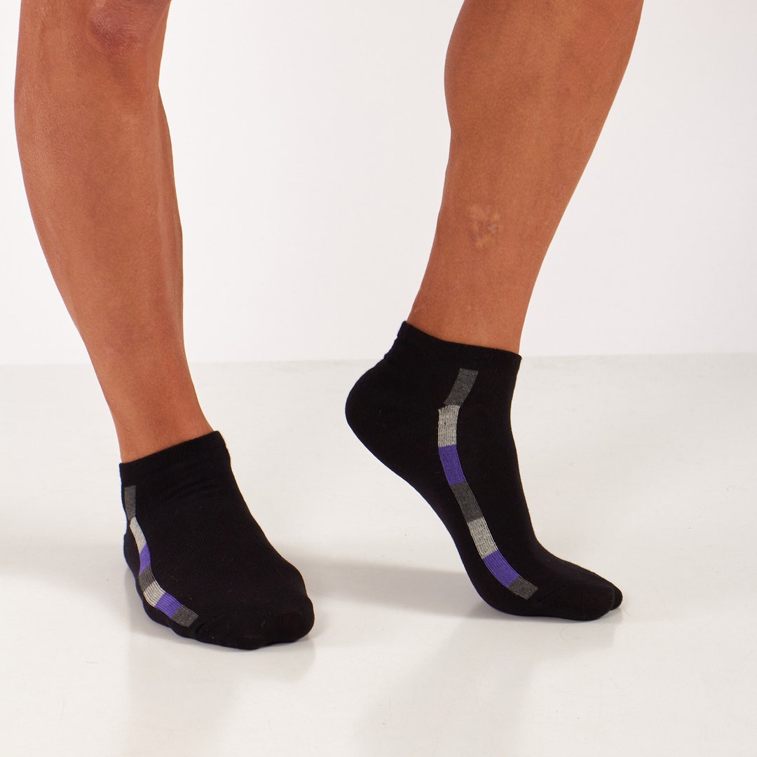 Gowith 4 Pairs Men's Cotton Black Athletic Ankle Socks Sneaker Socks