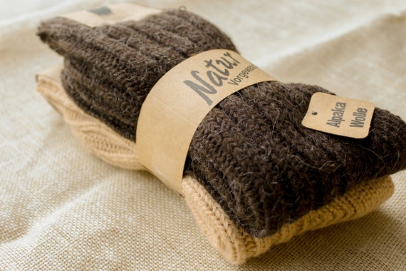 Gowith 2 Pairs Unisex Extra Thick Alpaca Wool Socks Thermal Winter