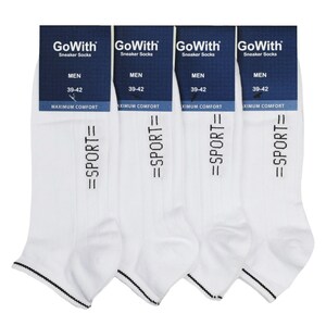GoWith 4 Pairs Men's Cotton White Running Ankle Socks Low-Cut Comfy Sneaker Socks Basic Athletic Socks Gift for Him Model: 3115 image 2