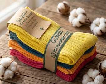 GoWith 4 Pairs Unisex Colorful Comfy 97% Cotton Socks for Men & Women | Soft Breathable Casual Crew Socks | Christmas Gift | Model: 3014