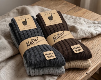 GoWith 2 Pairs Unisex Extra Thick Alpaca Wool Socks | Thermal Winter Socks for Men and Women | Knit Socks | Christmas Gift | Model: 3094