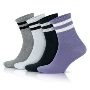GoWith 3-4 Pairs Women's Cotton Retro Striped Socks Colorful Cute Casual Socks Thin Sneaker Socks Gift for Her Model: 2501 image 5