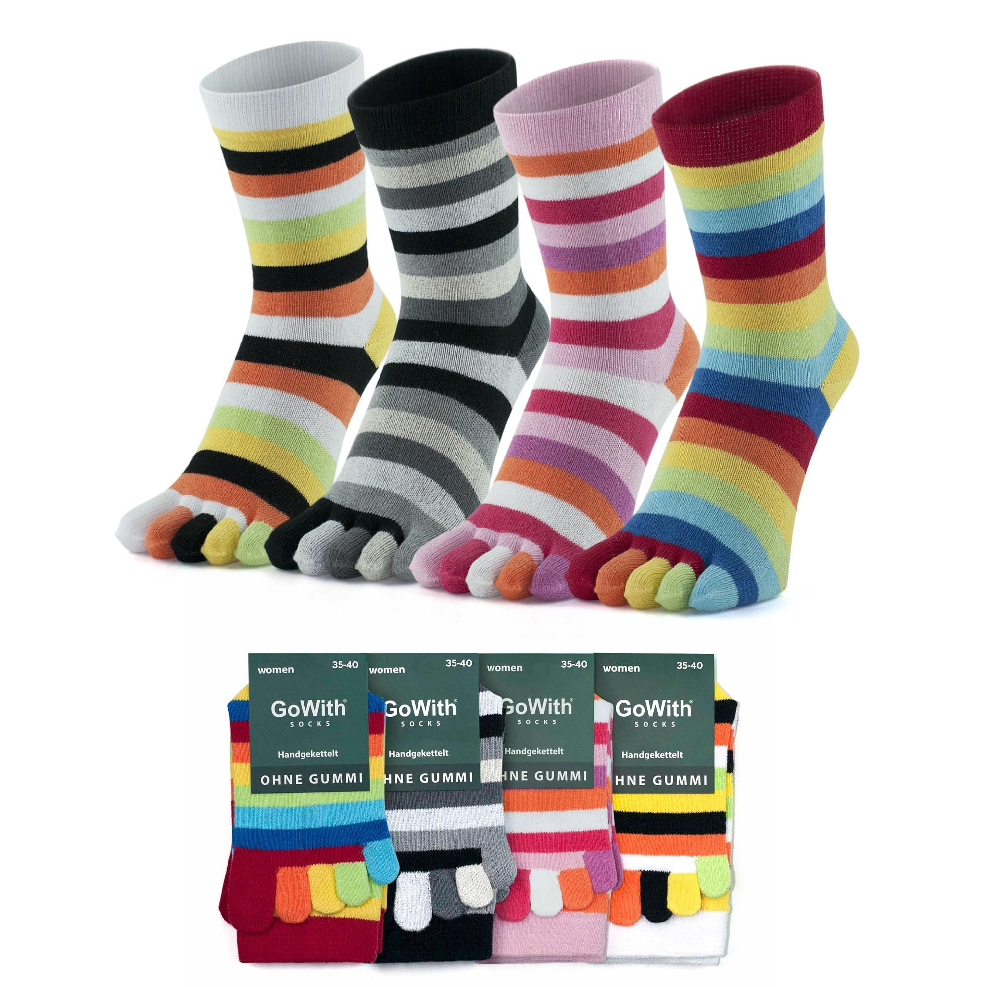 Rainbow Stripes & Printed Smiles Ankle High Toe Socks - Toe Socks :  : Clothing, Shoes & Accessories