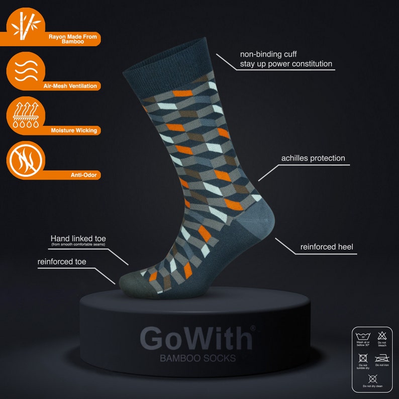 GoWith 5 Pairs Men's Bamboo Funny Colorful Dress Socks Novelty Cozy Casual Crew Socks Groomsmen Socks Gift for Him Model: 3563 image 8