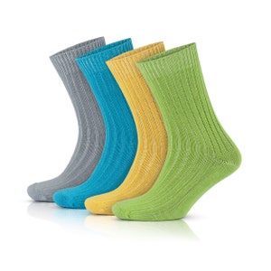 GoWith Unisex Colorful Comfy Cotton Crew Socks | 4 Pairs | Model: 3014