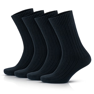 GoWith 4 Pairs Unisex Colorful Comfy 97% Cotton Socks for Men & Women Soft Breathable Casual Crew Socks Christmas Gift Model: 3014 Black
