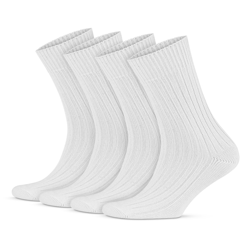 GoWith 4 Pairs Unisex Colorful Comfy 97% Cotton Socks for Men & Women Soft Breathable Casual Crew Socks Christmas Gift Model: 3014 White