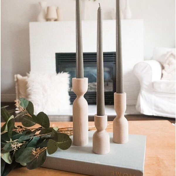 Wooden Candle Sticks Etsy