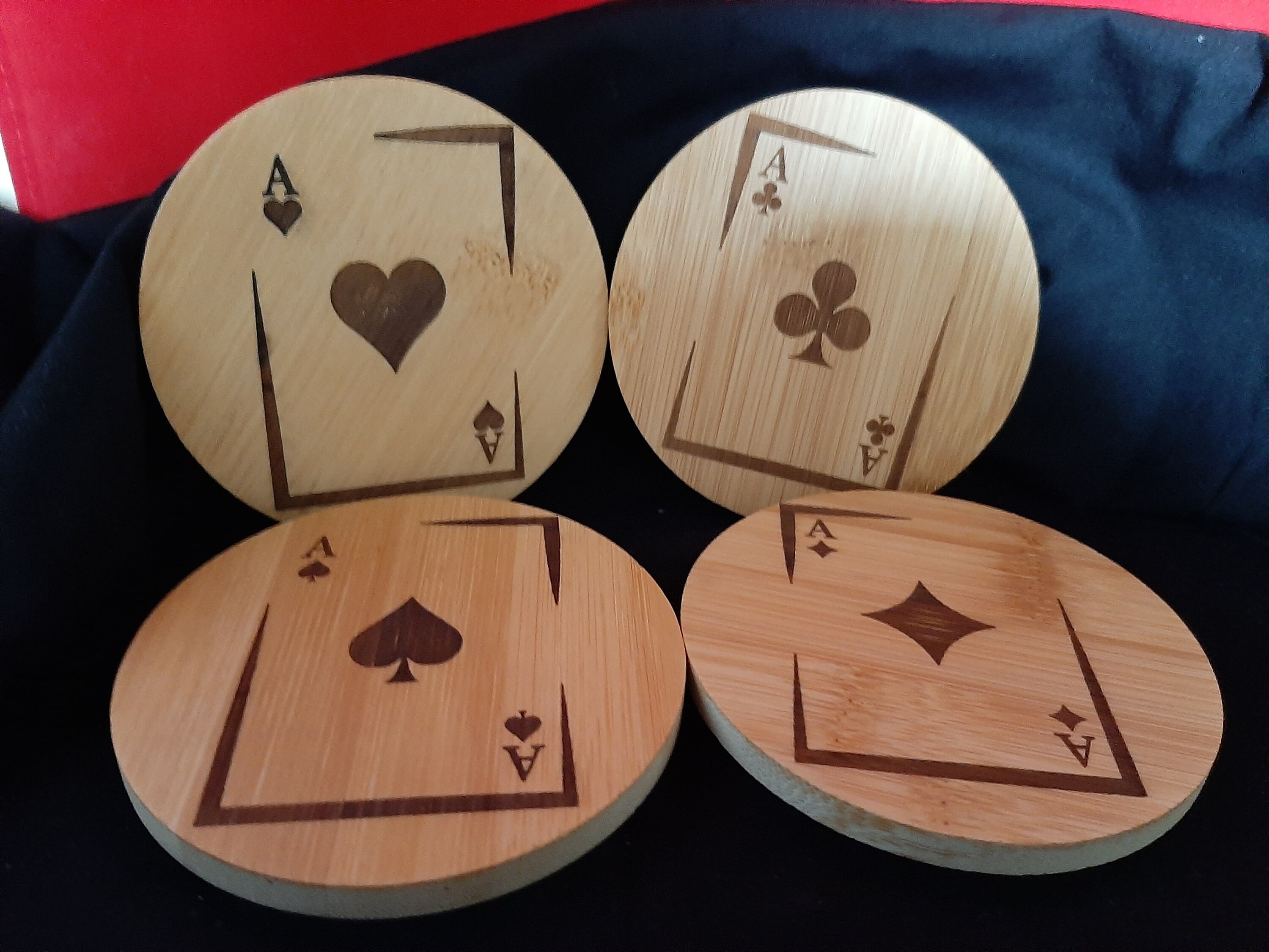 Lot de 4 Sous Verres en Bambou Gravés Au Laser