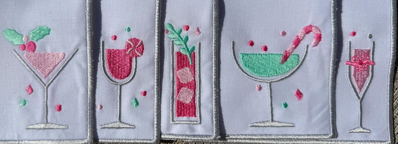 Embroidered Cocktail Napkins Anthropologie style– Pastel Holiday Cheer Bar Napkins for Stylish Entertaining Bild 2