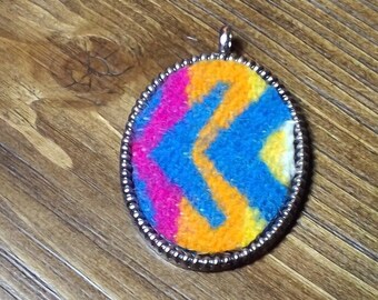 Native Wool Pendant | Framed Pendant | Silver Oval Pendant | Natural | Statement Necklace
