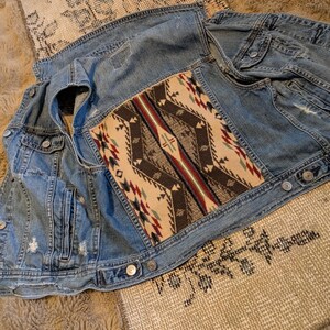 Upcycled Pendleton Wool Denim Vest | Southwest Boho 90's Style | Spirit of the People