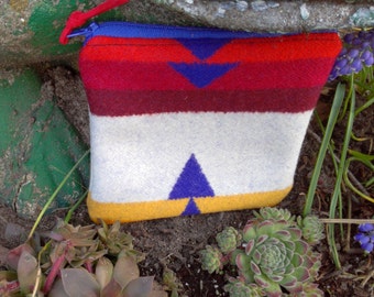Native Design | Wool Zippered Pouch | Coin Purse | Small Item Organizer