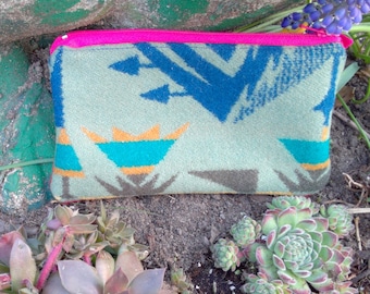 Native Design Wool Zippered Pouch| Coin Purse | Small Item Organizer | Durable pouch | Travel Pouch | Multi Purpose Zippered Bag