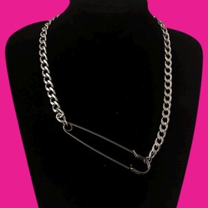 XXL Safety Pin Necklace: Chunky Stainless Steel Punk Jewelry