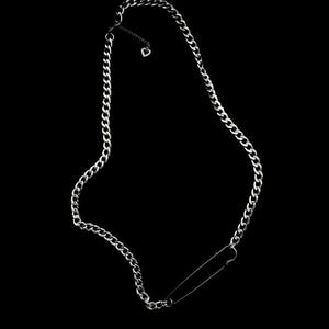 XXL Safety Pin Necklace: Chunky Stainless Steel Punk Chain, Edgy Grunge Jewelry