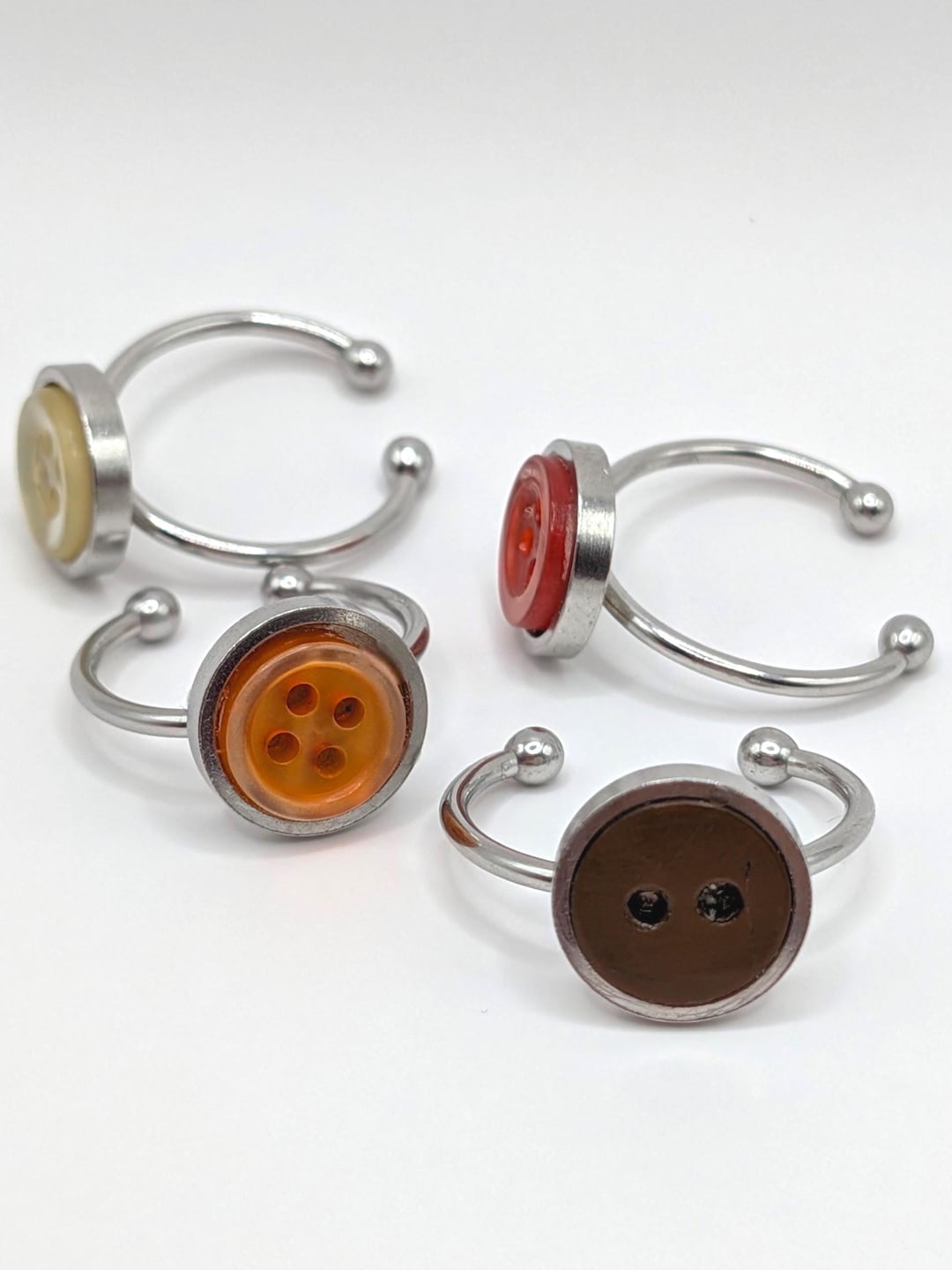 Vintage Button Ring – Adjustable Stainless Steel, Handmade Upcycled ...